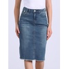 image:imageAllegra K Womens Casual Jean Skirt Raw Hem Stretch High Waist Denim Skirts  Below the Knee Classic Denim Fabric H Line Trendy Fashion Casual Midi Length Western OutiftsBlue