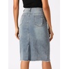image:imageAllegra K Womens Casual Jean Skirt Raw Hem Stretch High Waist Denim Skirts  Below the Knee Classic Denim Fabric H Line Trendy Fashion Casual Midi Length Western OutiftsGrey Blue