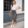 image:imageAllegra K Womens Casual Jean Skirt Raw Hem Stretch High Waist Denim Skirts  Below the Knee Classic Denim Fabric H Line Trendy Fashion Casual Midi Length Western OutiftsGrey