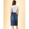 image:imageAllegra K Womens Casual Jean Skirt Raw Hem Stretch High Waist Denim Skirts  Below the Knee Classic Denim Fabric H Line Trendy Fashion Casual Midi Length Western OutiftsMblue