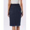 image:imageAllegra K Womens Casual Jean Skirt Raw Hem Stretch High Waist Denim Skirts  Below the Knee Classic Denim Fabric H Line Trendy Fashion Casual Midi Length Western OutiftsNavy Blue