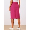 image:imageAllegra K Womens Casual Jean Skirt Raw Hem Stretch High Waist Denim Skirts  Below the Knee Classic Denim Fabric H Line Trendy Fashion Casual Midi Length Western OutiftsHot Pink