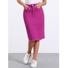 image:imageAllegra K Womens Casual Jean Skirt Raw Hem Stretch High Waist Denim Skirts  Below the Knee Classic Denim Fabric H Line Trendy Fashion Casual Midi Length Western OutiftsPlum Purple
