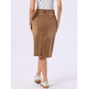 image:imageAllegra K Womens Casual Jean Skirt Raw Hem Stretch High Waist Denim Skirts  Below the Knee Classic Denim Fabric H Line Trendy Fashion Casual Midi Length Western OutiftsWashed Brown