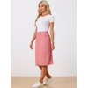 image:imageAllegra K Womens Casual Jean Skirt Raw Hem Stretch High Waist Denim Skirts  Below the Knee Classic Denim Fabric H Line Trendy Fashion Casual Midi Length Western OutiftsPink