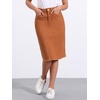 image:imageAllegra K Womens Casual Jean Skirt Raw Hem Stretch High Waist Denim Skirts  Below the Knee Classic Denim Fabric H Line Trendy Fashion Casual Midi Length Western OutiftsRust Brown