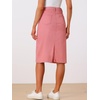 image:imageAllegra K Womens Casual Jean Skirt Raw Hem Stretch High Waist Denim Skirts  Below the Knee Classic Denim Fabric H Line Trendy Fashion Casual Midi Length Western OutiftsPink