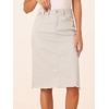 image:imageAllegra K Womens Casual Jean Skirt Raw Hem Stretch High Waist Denim Skirts  Below the Knee Classic Denim Fabric H Line Trendy Fashion Casual Midi Length Western OutiftsOyster White