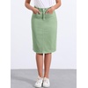image:imageAllegra K Womens Casual Jean Skirt Raw Hem Stretch High Waist Denim Skirts  Below the Knee Classic Denim Fabric H Line Trendy Fashion Casual Midi Length Western OutiftsLight Green
