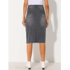 image:imageAllegra K Womens Casual Jean Skirt Raw Hem Stretch High Waist Denim Skirts  Below the Knee Classic Denim Fabric H Line Trendy Fashion Casual Midi Length Western OutiftsGrey