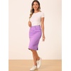 image:imageAllegra K Womens Casual Jean Skirt Raw Hem Stretch High Waist Denim Skirts  Below the Knee Classic Denim Fabric H Line Trendy Fashion Casual Midi Length Western OutiftsLight Purple
