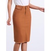 image:imageAllegra K Womens Casual Jean Skirt Raw Hem Stretch High Waist Denim Skirts  Below the Knee Classic Denim Fabric H Line Trendy Fashion Casual Midi Length Western OutiftsRust Brown
