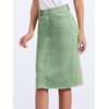 image:imageAllegra K Womens Casual Jean Skirt Raw Hem Stretch High Waist Denim Skirts  Below the Knee Classic Denim Fabric H Line Trendy Fashion Casual Midi Length Western OutiftsLight Green