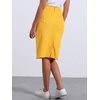 image:imageAllegra K Womens Casual Jean Skirt Raw Hem Stretch High Waist Denim Skirts  Below the Knee Classic Denim Fabric H Line Trendy Fashion Casual Midi Length Western OutiftsYellow
