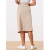image:imageAllegra K Womens Casual Jean Skirt Raw Hem Stretch High Waist Denim Skirts  Below the Knee Classic Denim Fabric H Line Trendy Fashion Casual Midi Length Western OutiftsApricot