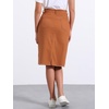 image:imageAllegra K Womens Casual Jean Skirt Raw Hem Stretch High Waist Denim Skirts  Below the Knee Classic Denim Fabric H Line Trendy Fashion Casual Midi Length Western OutiftsRust Brown