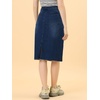 image:imageAllegra K Womens Casual Jean Skirt Raw Hem Stretch High Waist Denim Skirts  Below the Knee Classic Denim Fabric H Line Trendy Fashion Casual Midi Length Western OutiftsDark Blue