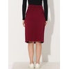 image:imageAllegra K Womens Casual Jean Skirt Raw Hem Stretch High Waist Denim Skirts  Below the Knee Classic Denim Fabric H Line Trendy Fashion Casual Midi Length Western OutiftsDark Red