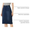 image:imageAllegra K Womens Casual Jean Skirt Raw Hem Stretch High Waist Denim Skirts  Below the Knee Classic Denim Fabric H Line Trendy Fashion Casual Midi Length Western OutiftsDark Blue