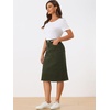 image:imageAllegra K Womens Casual Jean Skirt Raw Hem Stretch High Waist Denim Skirts  Below the Knee Classic Denim Fabric H Line Trendy Fashion Casual Midi Length Western OutiftsArmy Green