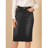 image:imageAllegra K Womens Casual Jean Skirt Raw Hem Stretch High Waist Denim Skirts  Below the Knee Classic Denim Fabric H Line Trendy Fashion Casual Midi Length Western OutiftsBlack