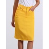 image:imageAllegra K Womens Casual Jean Skirt Raw Hem Stretch High Waist Denim Skirts  Below the Knee Classic Denim Fabric H Line Trendy Fashion Casual Midi Length Western OutiftsYellow