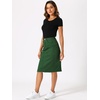 image:imageAllegra K Womens Casual Jean Skirt Raw Hem Stretch High Waist Denim Skirts  Below the Knee Classic Denim Fabric H Line Trendy Fashion Casual Midi Length Western OutiftsGreen