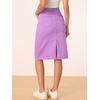 image:imageAllegra K Womens Casual Jean Skirt Raw Hem Stretch High Waist Denim Skirts  Below the Knee Classic Denim Fabric H Line Trendy Fashion Casual Midi Length Western OutiftsLight Purple