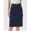 image:imageAllegra K Womens Casual Jean Skirt Raw Hem Stretch High Waist Denim Skirts  Below the Knee Classic Denim Fabric H Line Trendy Fashion Casual Midi Length Western OutiftsNavy Blue