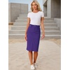 image:imageAllegra K Womens Casual Jean Skirt Raw Hem Stretch High Waist Denim Skirts  Below the Knee Classic Denim Fabric H Line Trendy Fashion Casual Midi Length Western OutiftsPurple