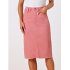 image:imageAllegra K Womens Casual Jean Skirt Raw Hem Stretch High Waist Denim Skirts  Below the Knee Classic Denim Fabric H Line Trendy Fashion Casual Midi Length Western OutiftsPink