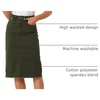 image:imageAllegra K Womens Casual Jean Skirt Raw Hem Stretch High Waist Denim Skirts  Below the Knee Classic Denim Fabric H Line Trendy Fashion Casual Midi Length Western OutiftsArmy Green