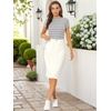 image:imageAllegra K Womens Casual Jean Skirt Raw Hem Stretch High Waist Denim Skirts  Below the Knee Classic Denim Fabric H Line Trendy Fashion Casual Midi Length Western OutiftsWhite