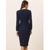 image:imageAllegra K Womens Long Sleeve Office Work Peplum Sheath Dress  Crew Neck Bellow the Knee Dressy Casual Business Formal Outfits Professional Interview OutfitsNavy Blue