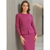 image:imageAllegra K Womens Long Sleeve Office Work Peplum Sheath Dress  Crew Neck Bellow the Knee Dressy Casual Business Formal Outfits Professional Interview OutfitsHot Pink