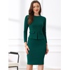 image:imageAllegra K Womens Long Sleeve Office Work Peplum Sheath Dress  Crew Neck Bellow the Knee Dressy Casual Business Formal Outfits Professional Interview OutfitsDark Green