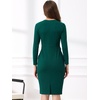 image:imageAllegra K Womens Long Sleeve Office Work Peplum Sheath Dress  Crew Neck Bellow the Knee Dressy Casual Business Formal Outfits Professional Interview OutfitsDark Green