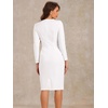 image:imageAllegra K Womens Long Sleeve Office Work Peplum Sheath Dress  Crew Neck Bellow the Knee Dressy Casual Business Formal Outfits Professional Interview OutfitsWhite