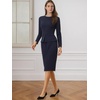 image:imageAllegra K Womens Long Sleeve Office Work Peplum Sheath Dress  Crew Neck Bellow the Knee Dressy Casual Business Formal Outfits Professional Interview OutfitsNavy Blue