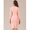 image:imageAllegra K Womens Long Sleeve Office Work Peplum Sheath Dress  Crew Neck Bellow the Knee Dressy Casual Business Formal Outfits Professional Interview OutfitsDusty Pink