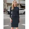 image:imageAllegra K Womens Long Sleeve Office Work Peplum Sheath Dress  Crew Neck Bellow the Knee Dressy Casual Business Formal Outfits Professional Interview OutfitsDark Gray