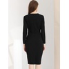 image:imageAllegra K Womens Long Sleeve Office Work Peplum Sheath Dress  Crew Neck Bellow the Knee Dressy Casual Business Formal Outfits Professional Interview OutfitsBlack