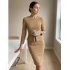 image:imageAllegra K Womens Long Sleeve Office Work Peplum Sheath Dress  Crew Neck Bellow the Knee Dressy Casual Business Formal Outfits Professional Interview OutfitsDark Khaki