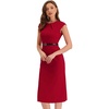 image:imageAllegra K Business Dress for Womens 2026 Belted Office Work Sheath Dress  Elegant Cap Sleeve DressRed