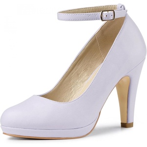 image:imageAllegra K Women Low Platform Round Toe Stiletto Heels Ankle Strap Pumps  Pumps With Closed Toe 3 78 inches Heel Comfortable Heel Pump Summer Dress Shoes for Party OfficeLight Purple