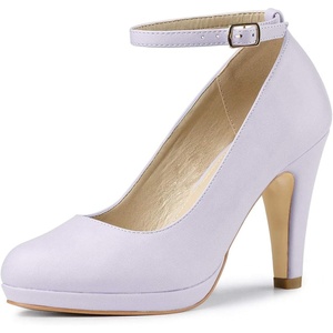 image:imageAllegra K Women Low Platform Round Toe Stiletto Heels Ankle Strap Pumps  Pumps With Closed Toe 3 78 inches Heel Comfortable Heel Pump Summer Dress Shoes for Party OfficePurple