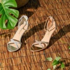 image:imageAllegra K Women Sparkly Glitter Clear Stiletto Heels Ankle Straps Sandals  Open Toe Buckle Closure 3Inch Heel Party Evening Dating Office Casual Halloween ChristmasSilver