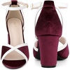 image:imageAllegra K Womens Ankle Strap Open Toe Chunky Heel Velvet SandalsBurgundy