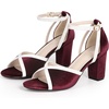 image:imageAllegra K Womens Ankle Strap Open Toe Chunky Heel Velvet SandalsBurgundy