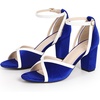 image:imageAllegra K Womens Ankle Strap Open Toe Chunky Heel Velvet SandalsRoyal Blue